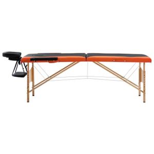 TABLE DE MASSAGE - TABLE DE SOIN BLL Table de massage pliable 2 zones Bois Noir et orange 7029685986020