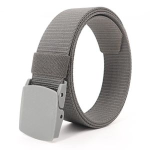 130 cm - Gris clair - Nouveau haute qualité toile ceinture hommes/femmes  unisexe Jeans ceintures métal rouleau