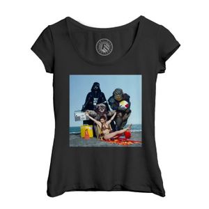 T-SHIRT T-shirt Femme Col Echancré Noir Carrie Fisher Biki