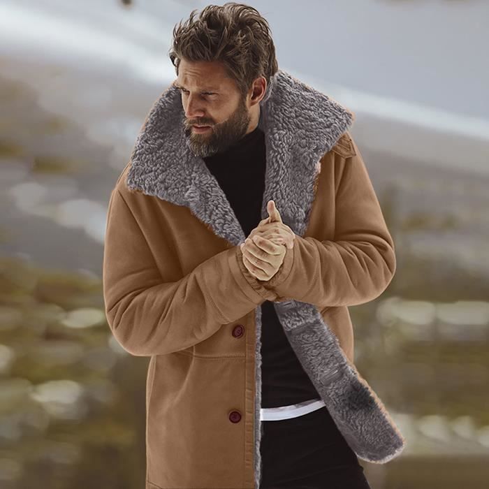 Veste d'hiver en peau de mouton pour hommes, doublée de laine chaude,  manteau de vestes en faux agneau de montagne marron Marron - Cdiscount  Prêt-à-Porter