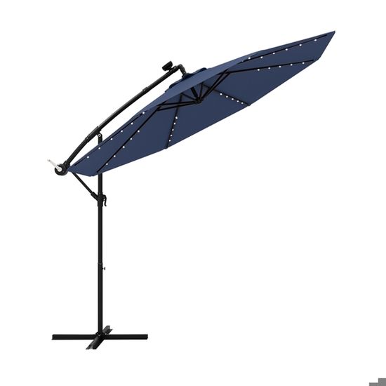 Parasol Hexagonal Inclinable 270×235 Cm Bleu Marine - Jardin & Terrasse Avec Manivelle & Aération