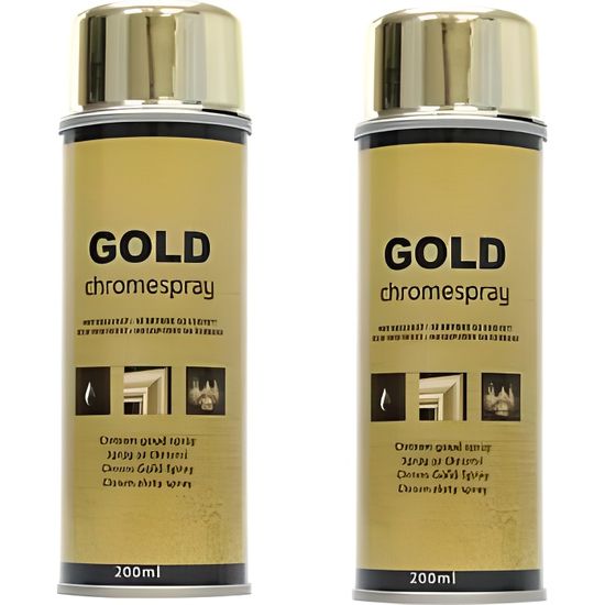 2 x Bombes Peinture Chrome Or Doré Effet Miroir Gold Aérosol Spray