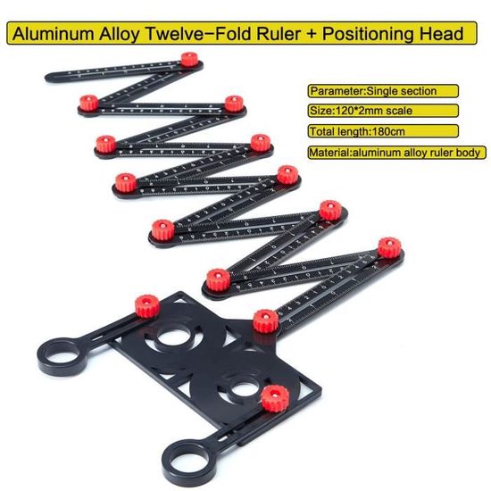 Règle Multi-Angle 3D En Alliage Aluminium Rouge – Marquage Précis 0-150 Mm – Angles 22.5° à 90° – Travail Du Bois