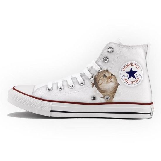Chaussures Converse All Star Personnalisé et Imprimés - Funny Cat - Taille 32
