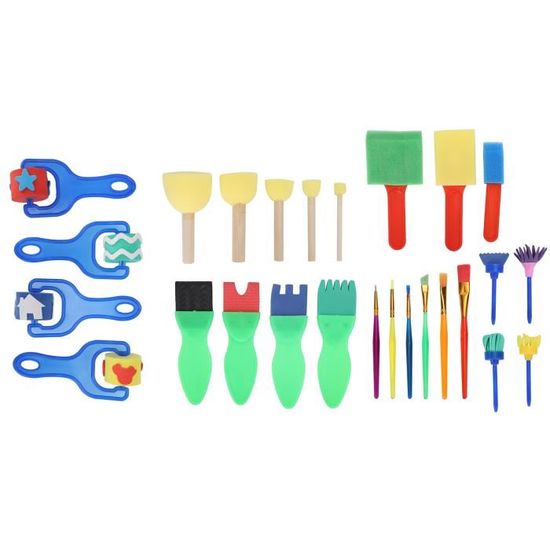 Pinceaux éponges pour enfants - PWSHYMI - 12 pièces - Multicolore