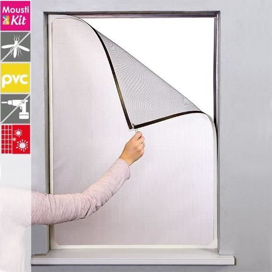 MOUSTIKIT Moustiquaire avec cadre fixe magnétique - 100 x 120 cm ...