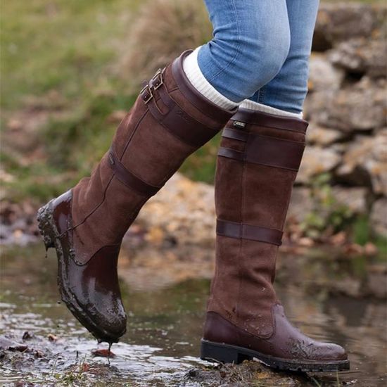 Bottes Western Cowboy Vintage pour Femmes avec Boucle Sangle Marron Brun Cdiscount Chaussures