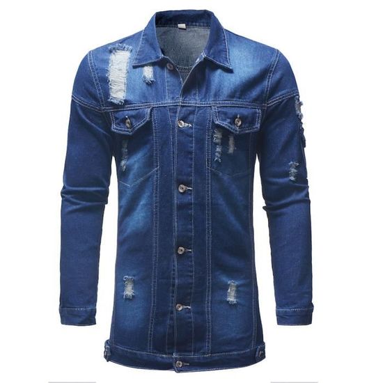 Ensemble 2 Pièces Homme Jean Délavé – Veste + Pantalon Stretch – Style Rétro – Pour Printemps/automne - 3
