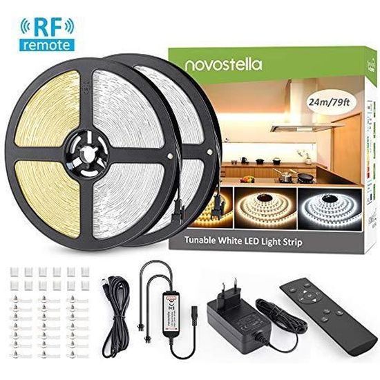 Novostella Bande DEL Lumières Accordable Blanc Télécommande Dimmable Strip 6 m