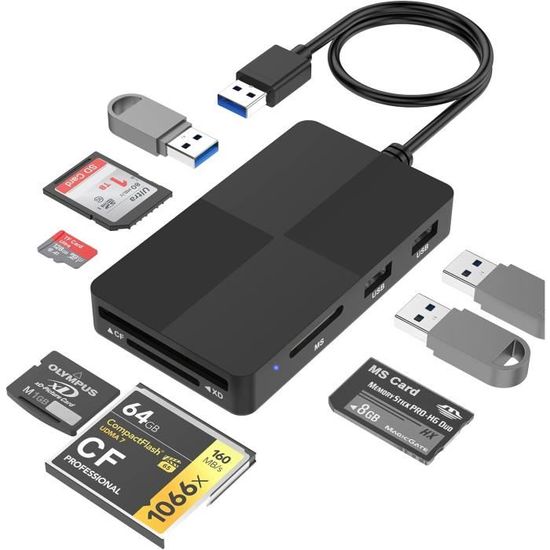 USB 3.0 Lecteur de carte SD TF Micro SD Support lecture simultanée USB 3.0 Lecteur de carte SD TF Micro SD Support lecture simultanée