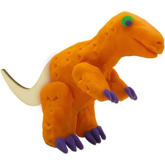 Pâte à modeler - Squelettes de dinosaures en bois - Orange et violet - Pour enfant à partir de 3 ans