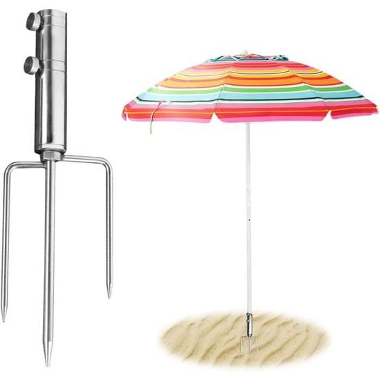 Pied Parasol Plage Pied à Vis Réglable Pour Parasol De Plage Support Universel Pour Canne Pied De Parasol Hesperide