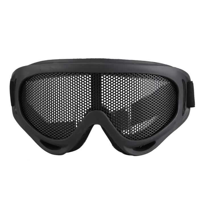 X400 Tactics Mesh Goggles Lentilles en acier Lunettes de soleil Airsoft Outdoor Paintball Eyewear Noir-GUA