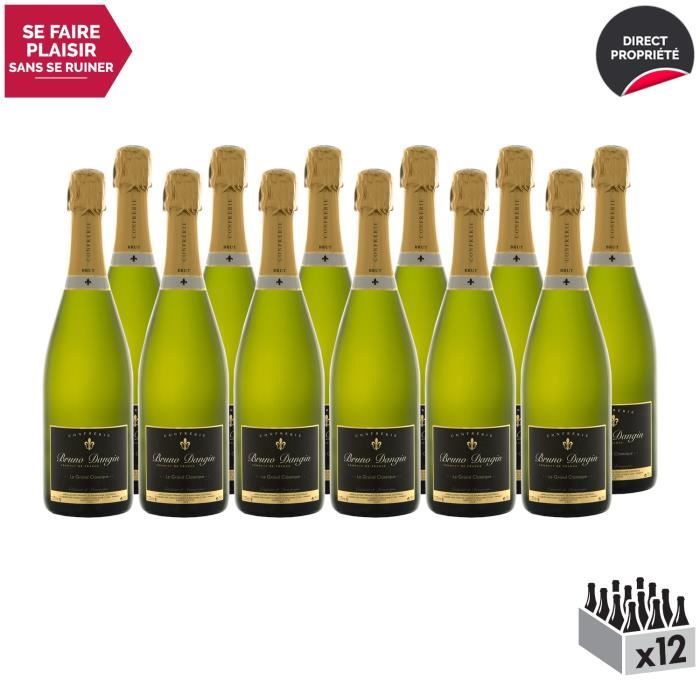 Crémant de Bourgogne Le Grand Classique Brut Blanc - Lot de 12x75cl - Bruno Dangin - Vin effervescent AOC Blanc de Bourgogne -