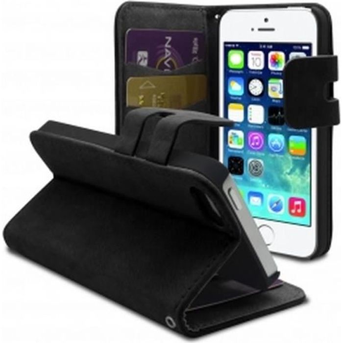 ETUI COQUE PORTEFEUILLE CUIR IPHONE 5 / 5S