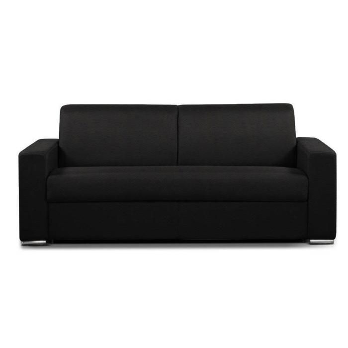 Canapé convertible 2-3 places SELECT matelas 16cm sommier lattes 120cm polyuréthane noir noir Cuir Inside75