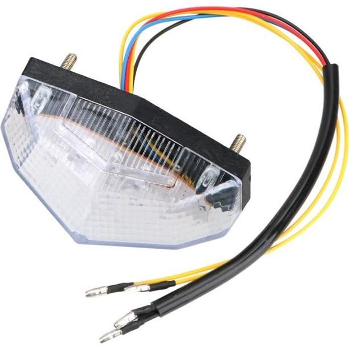 feu arriere led cabochon blanc + clignotant intégré + éclairage plaque immatriculation universel adaptable moto scooter quad mec