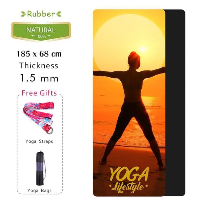 Tapis de sol,Tapis de Yoga antidérapant, Portable, en caoutchouc naturel, sain, imprimé, pour salle de- Type 185X68CM Thick 1.5mm -A