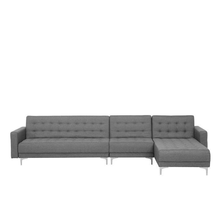Canapé d'angle gauche modulable en tissu gris clair ABERDEEN