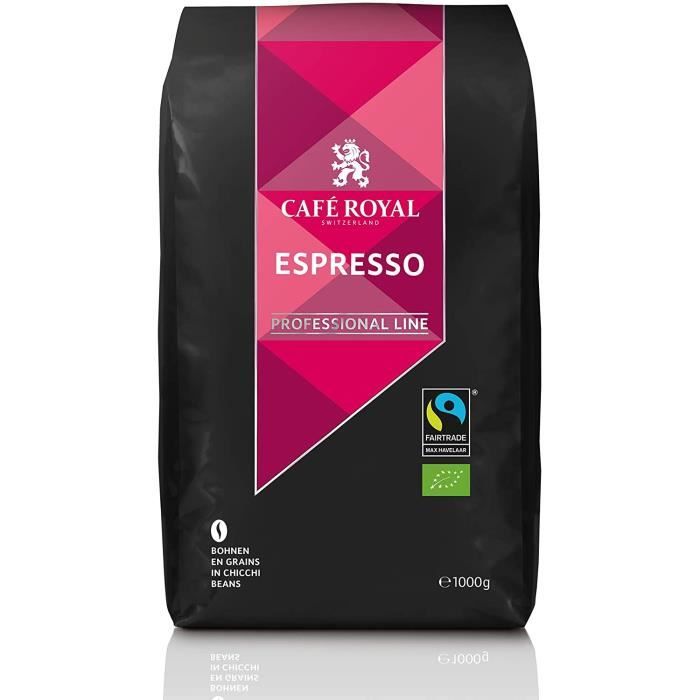 CAFE ROYAL PRO - 1 KG CAFE GRAINS - ESPRESSO BIO - Café en Grains Bio - Certifié Max Haavelaar