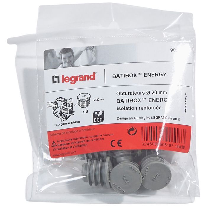 Obturateurs de gaine Batibox Energy Legrand - Diamètre 20 mm - Vendu par 8
