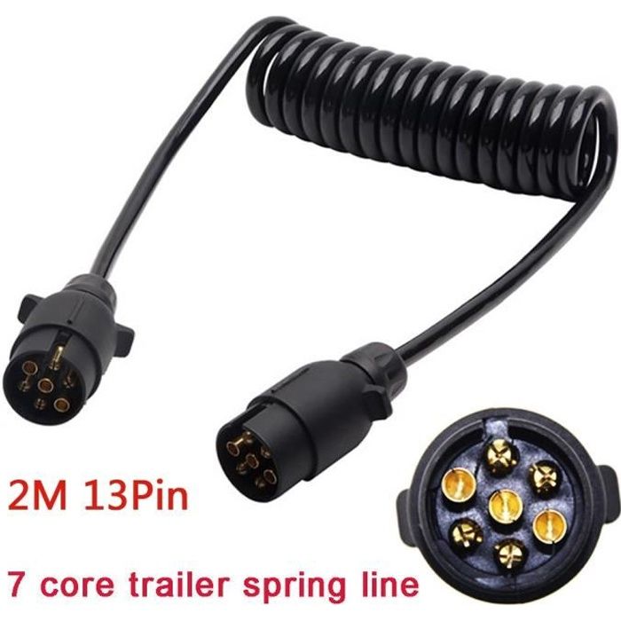 LEMONBEST® 2M Rallonge Connecteur Caravane 12V Voiture Accessoires 7-13 Prise De Remorque Avec Câble À Ressort