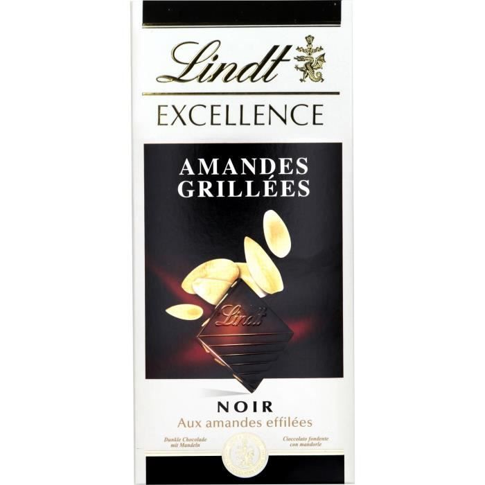 Lindt tablette de chocolat Excellence noir amandes 100g