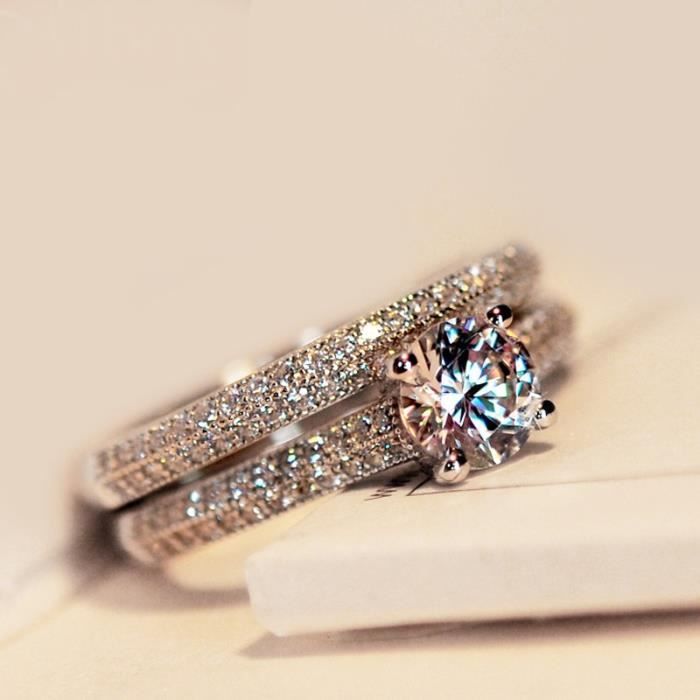 2 pièces bagues en 18K plaqué or avec éléments infinis et zircone, Taille 59