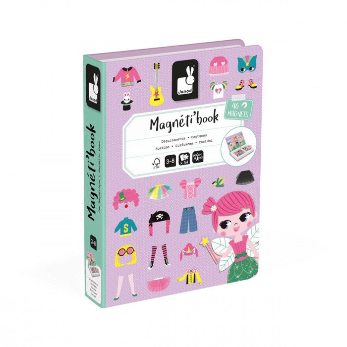 JANOD - Magnéti'book déguisements fille, 46 magnets - Dès 3 Ans