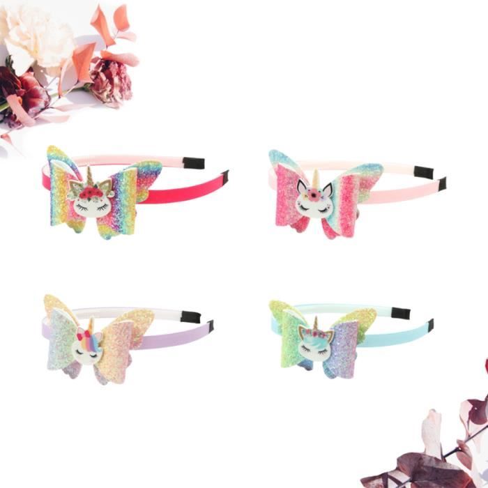 4 pcs Enfants Licorne Conception Cerceau Arc Bande De Adorable Accessoire Fille Partie Coiffe (1 + 5 CASQUE AUDIO ENFANT