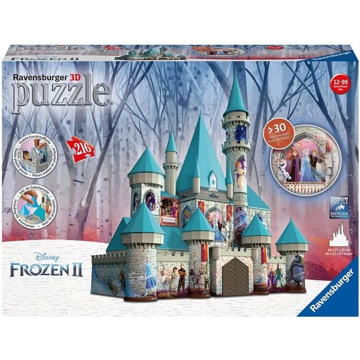 Puzzle Disney 216 Pieces 3D Le Chateau De La Reine Neige - Elsa - Olaf - Anna - Kristoff Bjorgman - Sven