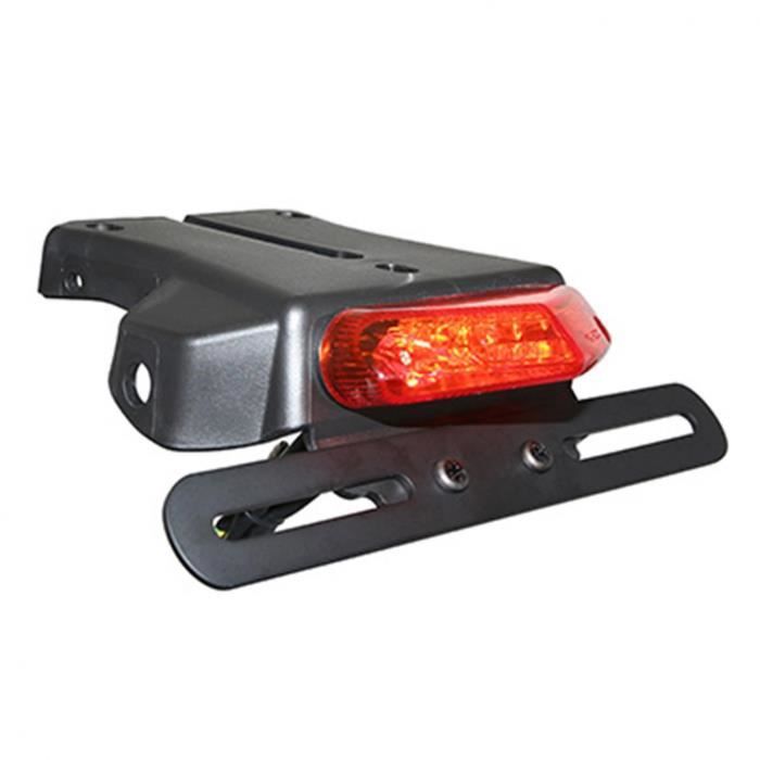 PHARES SUPPORT DE PLAQUE-BAVETTE AVEC FEU AR 50 A BOITE-MOTO REPLAY A LEDS ROUGE AVEC SUPPORT DE PLA