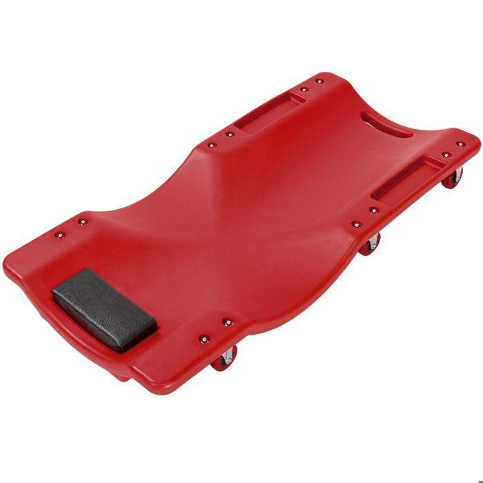TECTAKE Chariot de Visite, de Garagiste, de Mécanicien à Roulettes 90 cm x 41 cm x 9,5 cm Rouge
