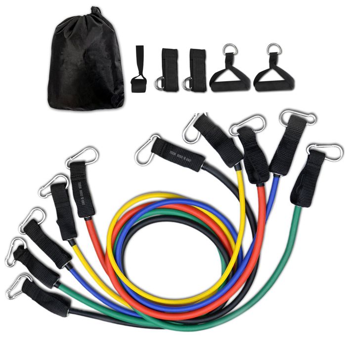TD® Bande de Résistance- Élastiques Musculation Set- Latex Fitness Exercice - Kit avec Ancre de Porte-Poignées-Sangle de Cheville