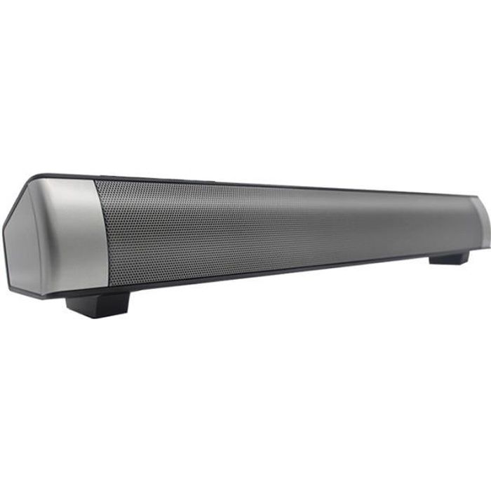 Barre De Son Bluetooth 4.0 Enceinte Sans Fil Double Diaphragme Mp3 Usb Aux Noir - Yonis