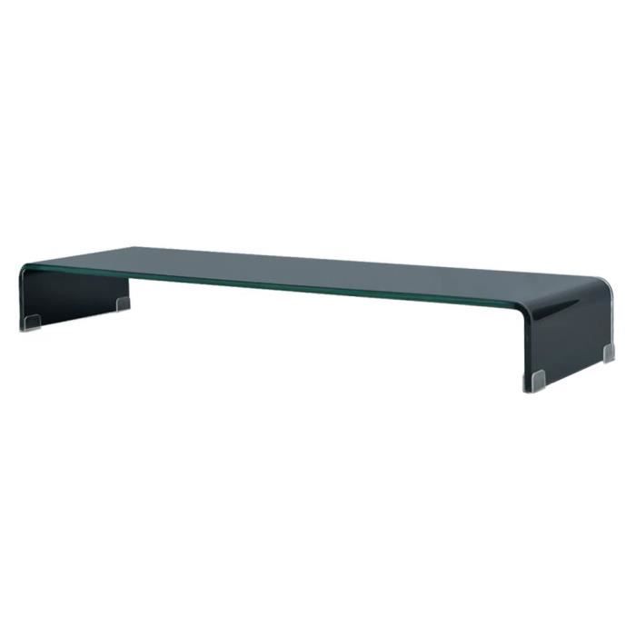 FAELY Meuble TV- Support pour moniteur 100 x 30 x 13 cm Verre Noir
