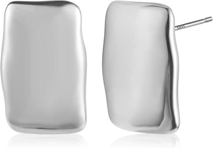 Boucles D'oreilles Rectangulaires Argent 925 Avec Améthyste Violet - Occasion