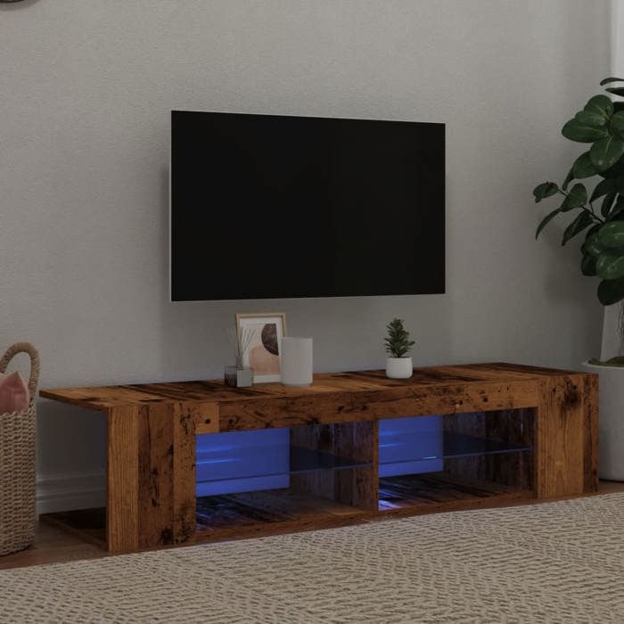vidaXL Meuble TV avec lumières LED vieux bois bois dingénierie support TV meuble multimédia console TV meuble hifi 856323