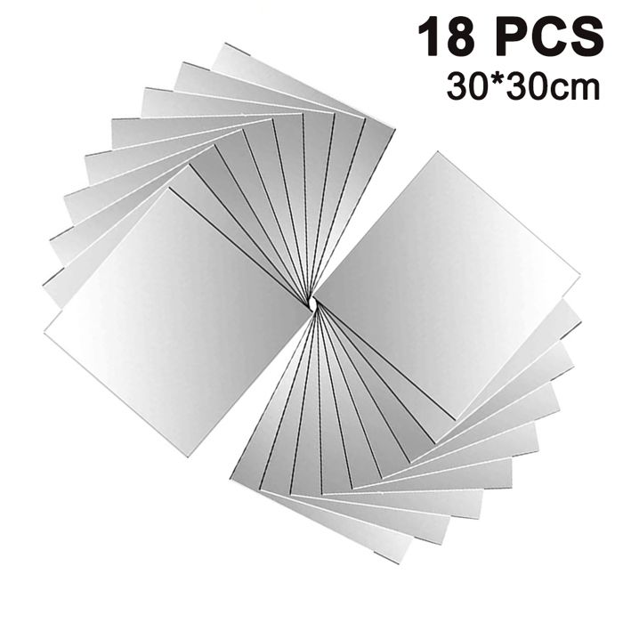 18 Pièces Carreaux De Miroir Carreaux De Miroir Carreaux De Miroir Miroir Chacun 30X30Cm Décoration Murale Miroir Mural
