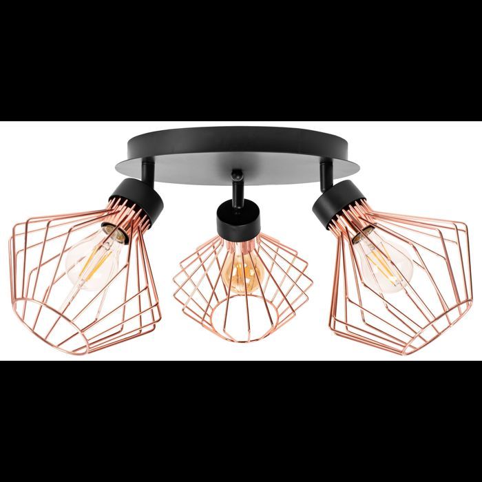 Lampe De Plafond Toolight Loft App536-3C Plafonnier Noir 40 X 40 X 275 Cm