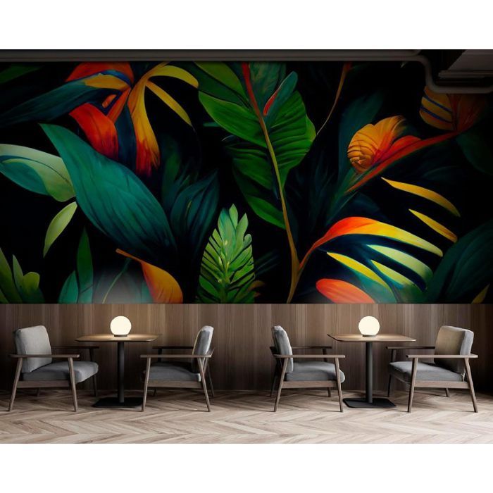 Papier Peint Panoramique Elgant 350x256 cm Jungle tropicale lumineuse ...