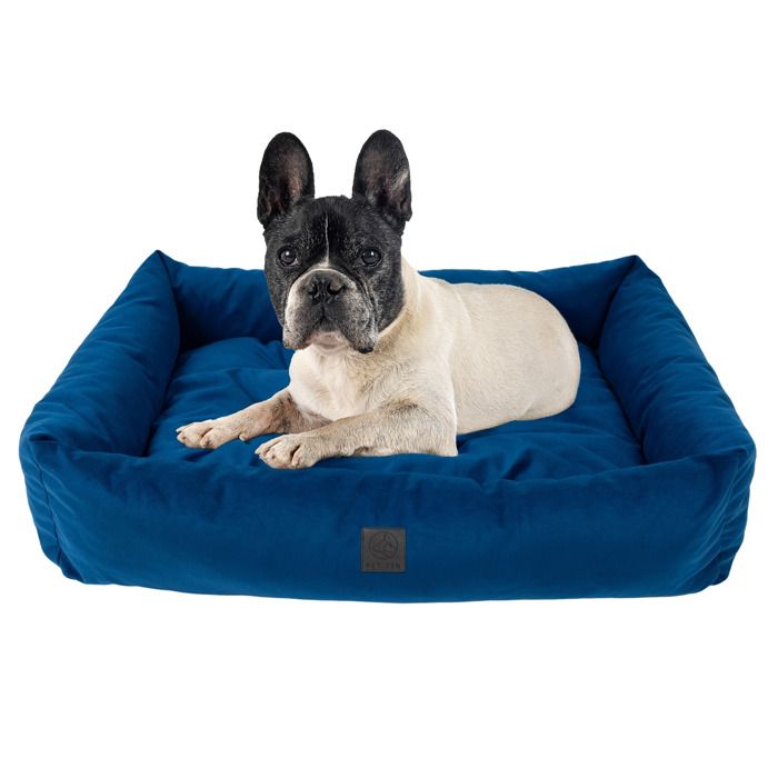 Comparer les prix de Lit pour Chien Panier Coussin Canapé S 75x55 cm Bleu Marine Velours Velvet PET ZEN Lavable
