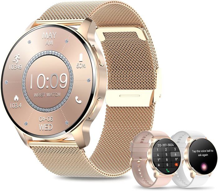 Montre Connectée - LAMPE DU PARFUMEUR - Smartwatch Femme - Bluetooth - Podomètre - Cardiofréquencemètre