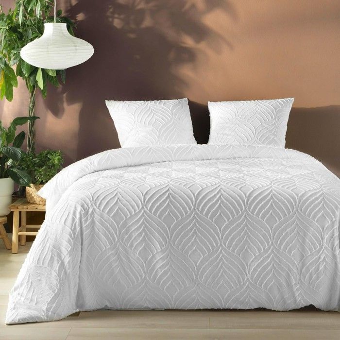 Parure de lit - PROMO LINGE - Heltie - Microfibre - 260x240cm - Blanc