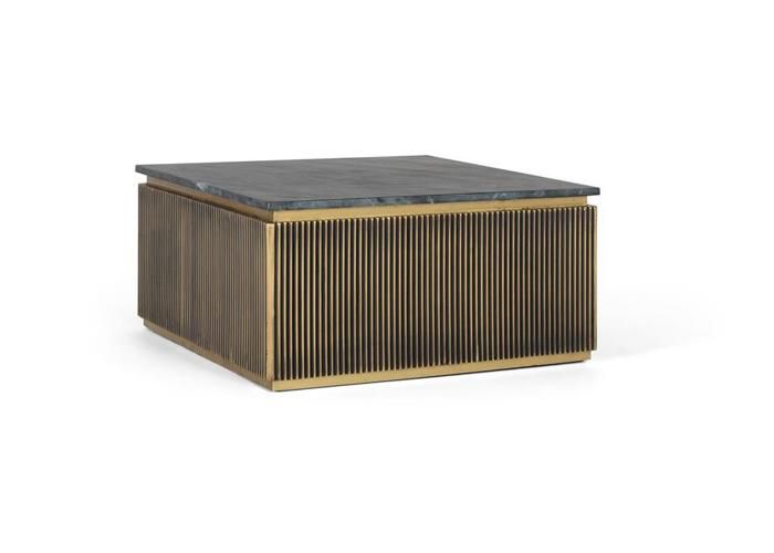 Table basse - GINER Y COLOMER - Bois de manguier - Bronze - Plateau en marbre Table basse - GINER Y COLOMER - Bois de manguier - Bronze - Plateau en marbre