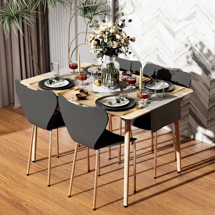Chaises Salle à Manger - VIVOLILV - Lot de 4 - Chaises Empilables - Noir - 45x40x825 cm