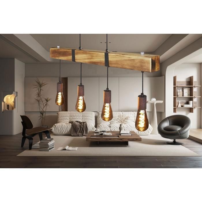 Suspension marque Rentside - Modèle HONI – Style industriel bois et métal