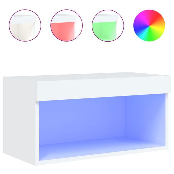 Meuble TV - Lumières LED RVB - blanc 60x30x30 cm - Design Contemporain RUI07 4629