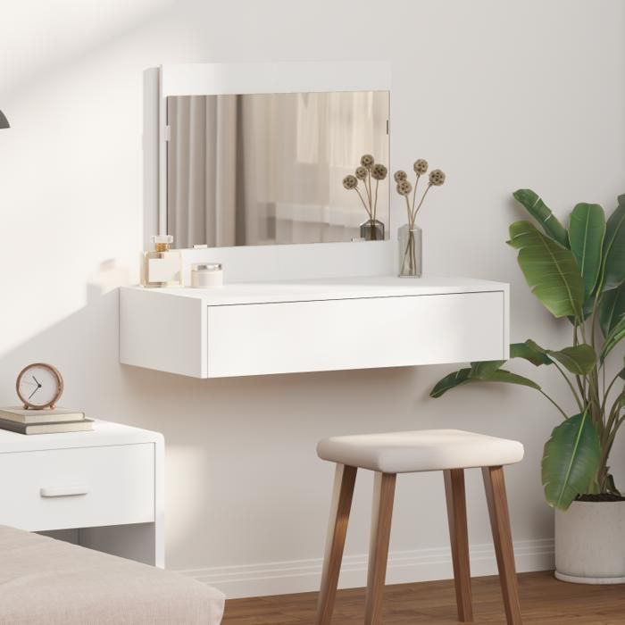 Coiffeuse murale blanca 83x40x70 cm