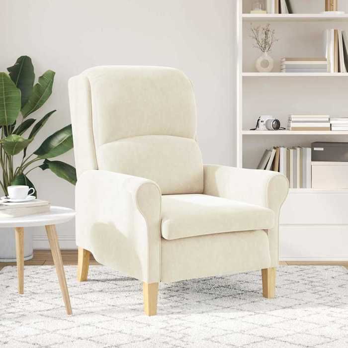 CLARENCE® Fauteuil simple - Chaise-Canapé - pour salon/chambre/bureau - Crème 76x94x102 cm Velours LV5391